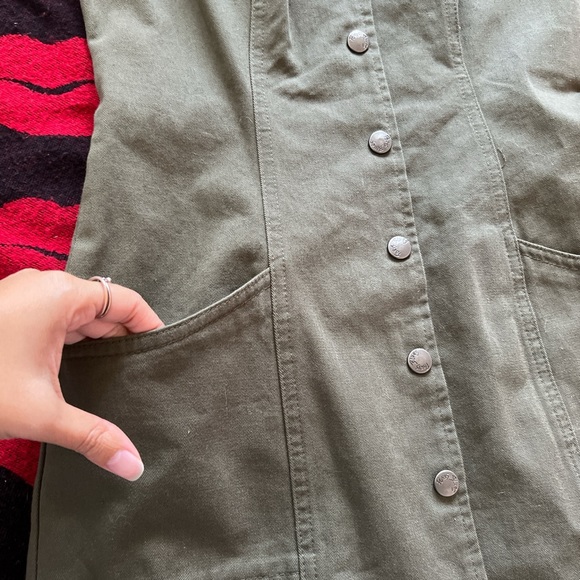 Vintage 90s Paris blues army green sleeveless bodycon dress XS-S - Picture 5 of 7